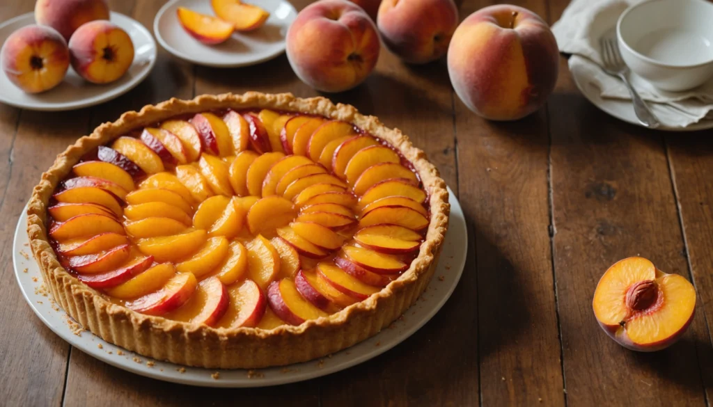 tarte aux pêches plates